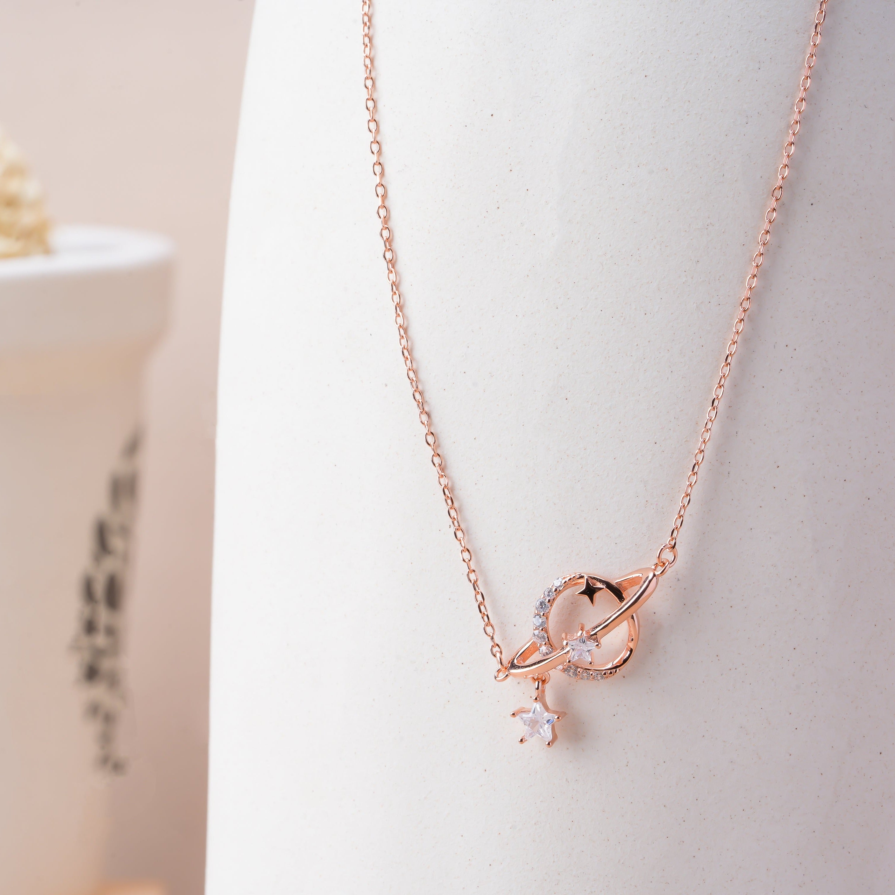 Sterling Silver Rose Gold Plated Celestial Cosmos Necklace