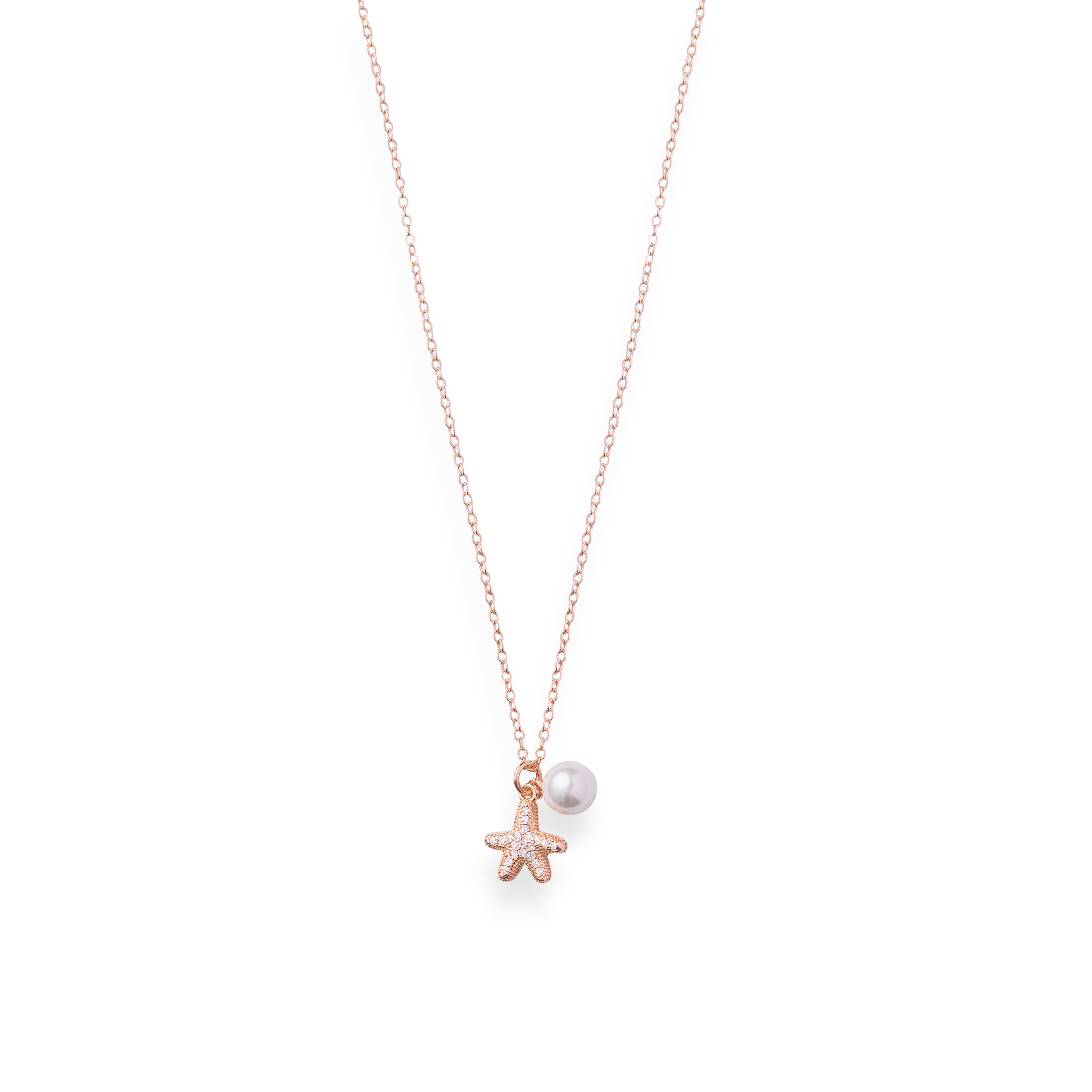 Rose Gold Star And Pearl Necklace - LIORA - 925 Silver Jewellery