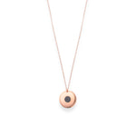 Rose Gold Flat Evil Eye Pendant With Black Enamel Work - LIORA - 925 Silver Jewellery