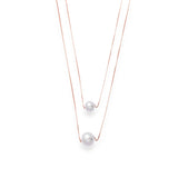 Double Layered Dual Pearl Necklace With Box Chain - LIORA - 925 Silver Jewellery