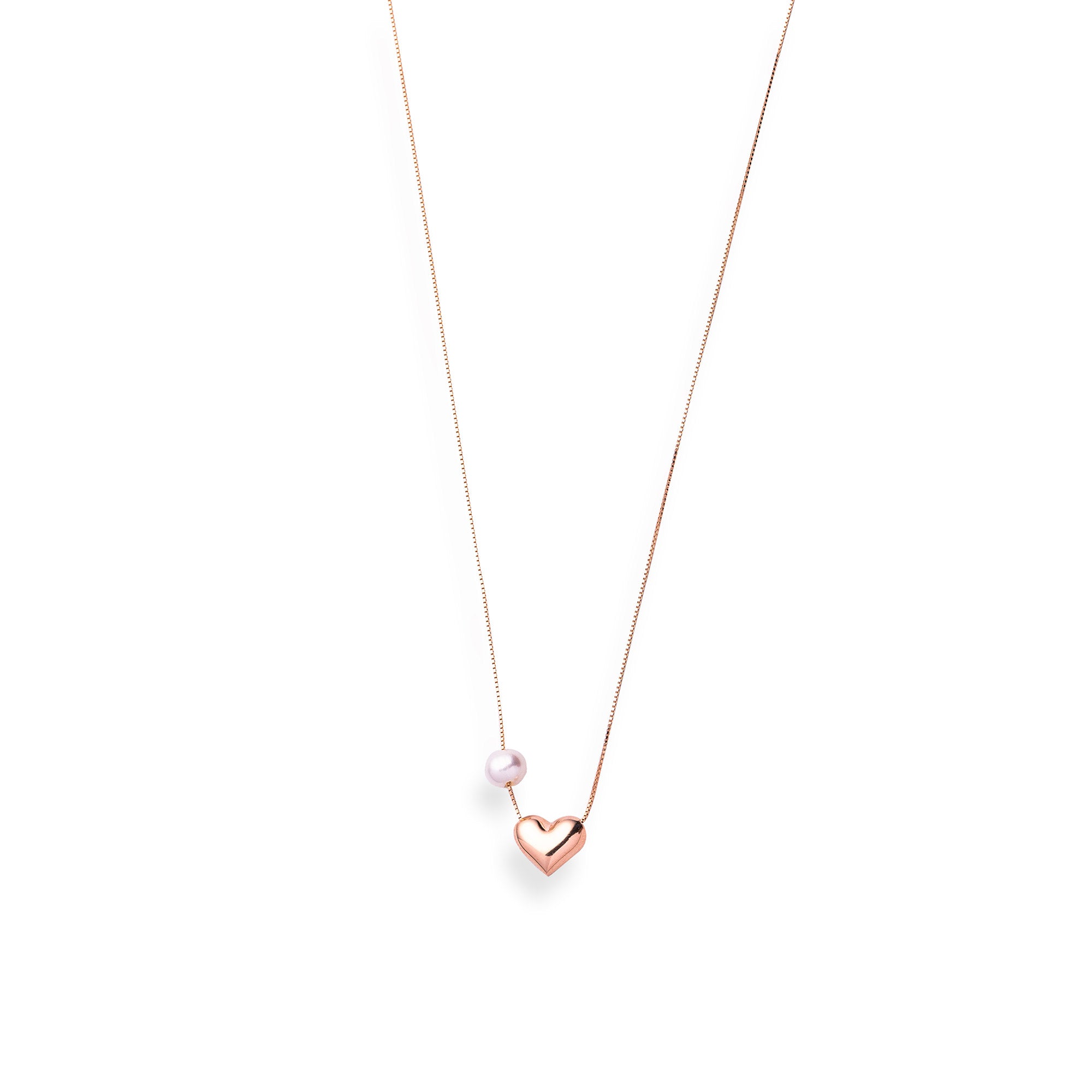 Pearl & Heart Rose Gold Necklace - LIORA - 925 Silver Jewellery