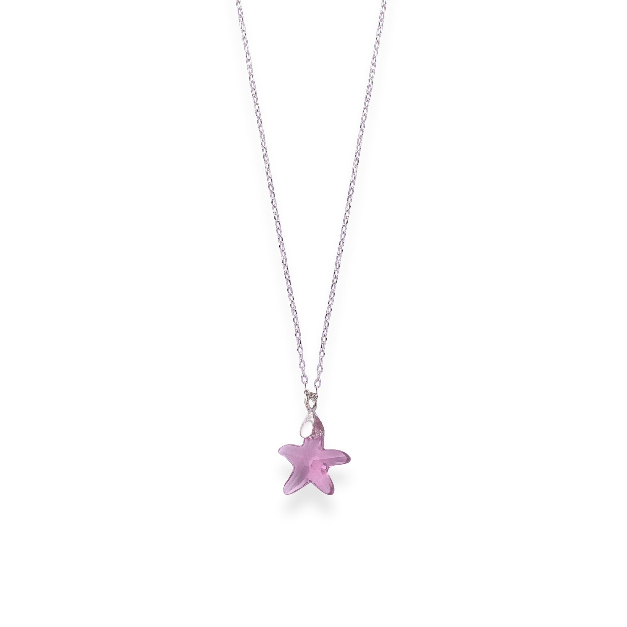 Star Crystal Purple Pendant With Link Chain - Main Image