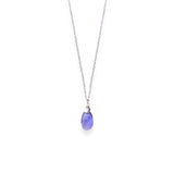 Blue Crystal Droplet Pendant With Link Chain - LIORA - 925 Silver Jewellery