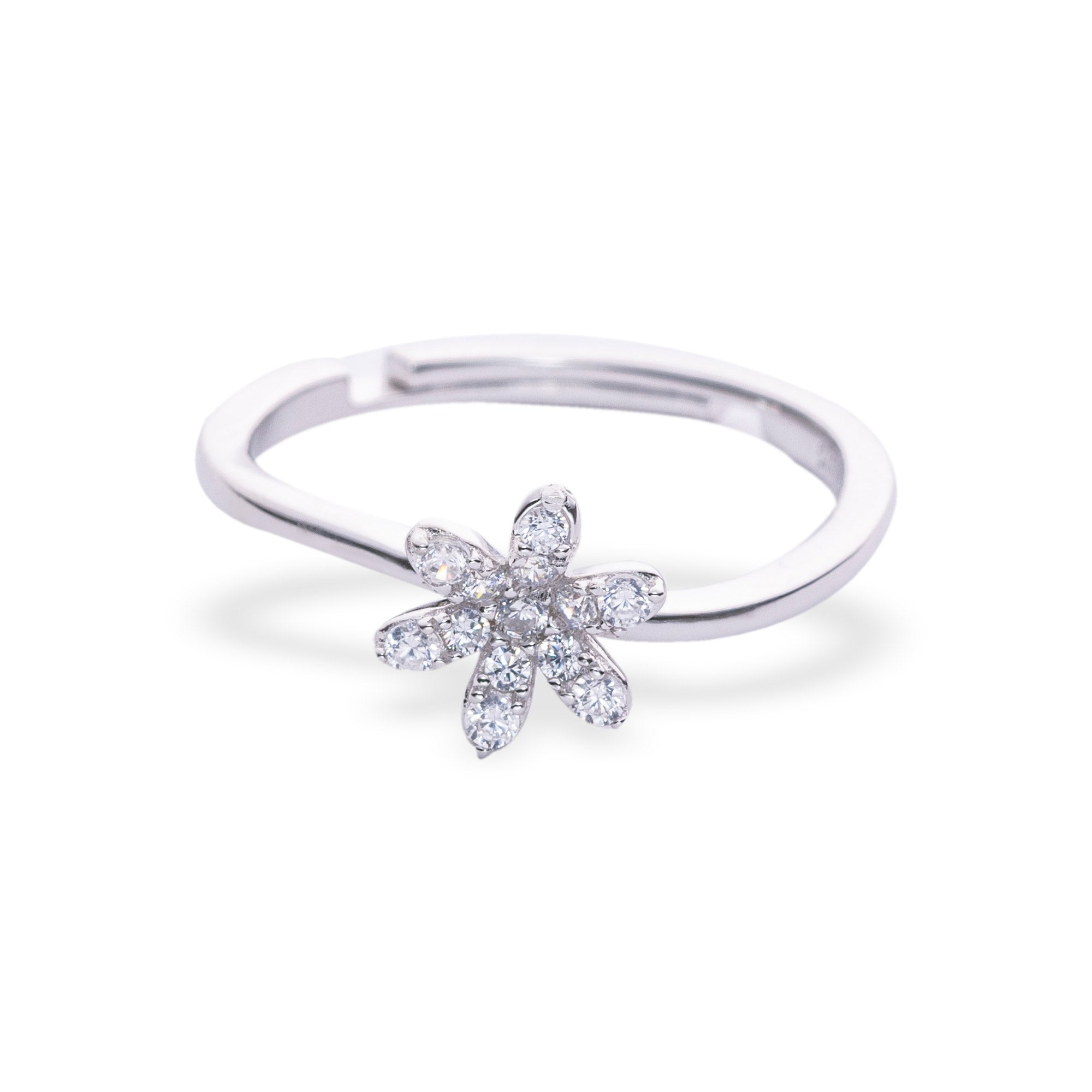 Silver Shimmering Flower Ring - LIORA - 925 Silver Jewellery