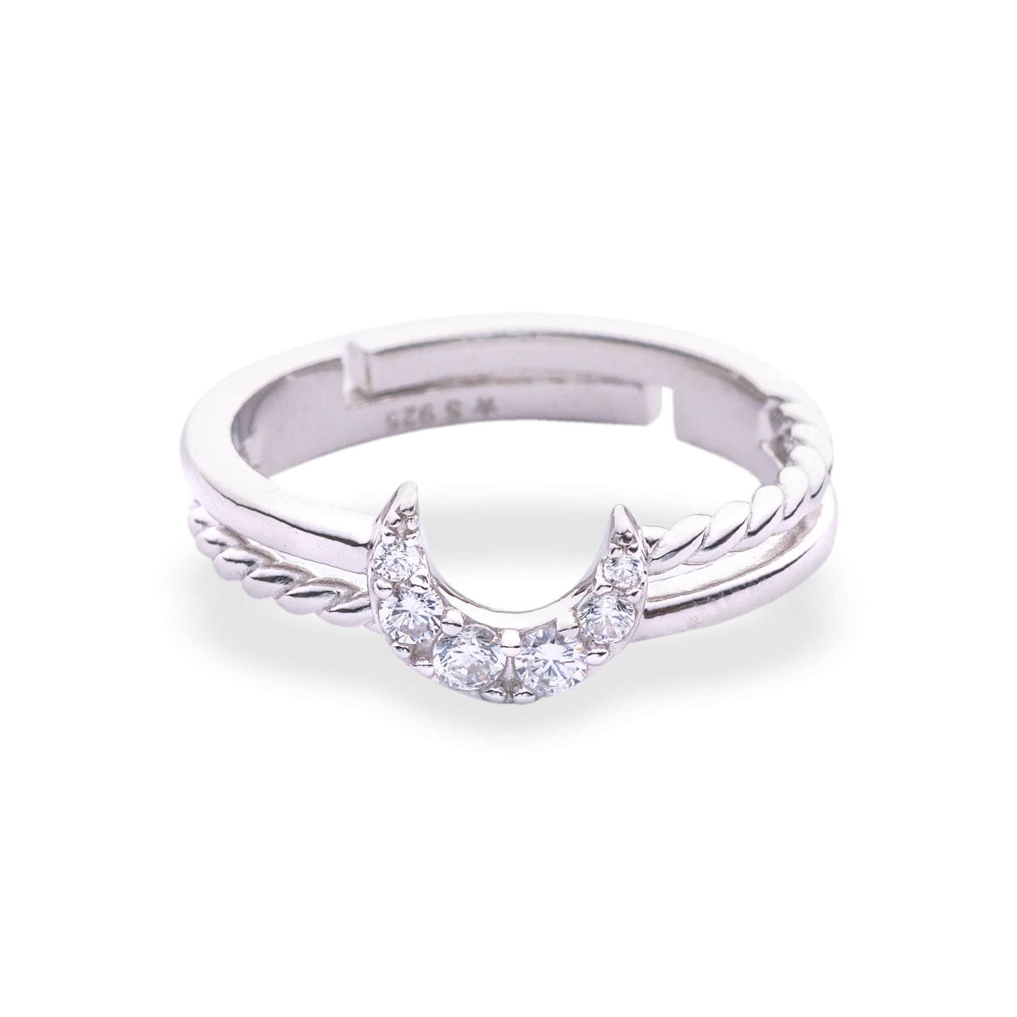 Silver Crescent Moon Ring - Main Image