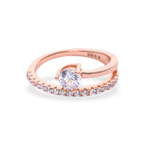 Sparkling Rose Gold Solitaire Ring - LIORA - 925 Silver Jewellery