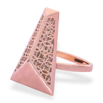 Designer Cocktail Ring In Rose Gold Plating - LIORA - 925 Silver Jewellery