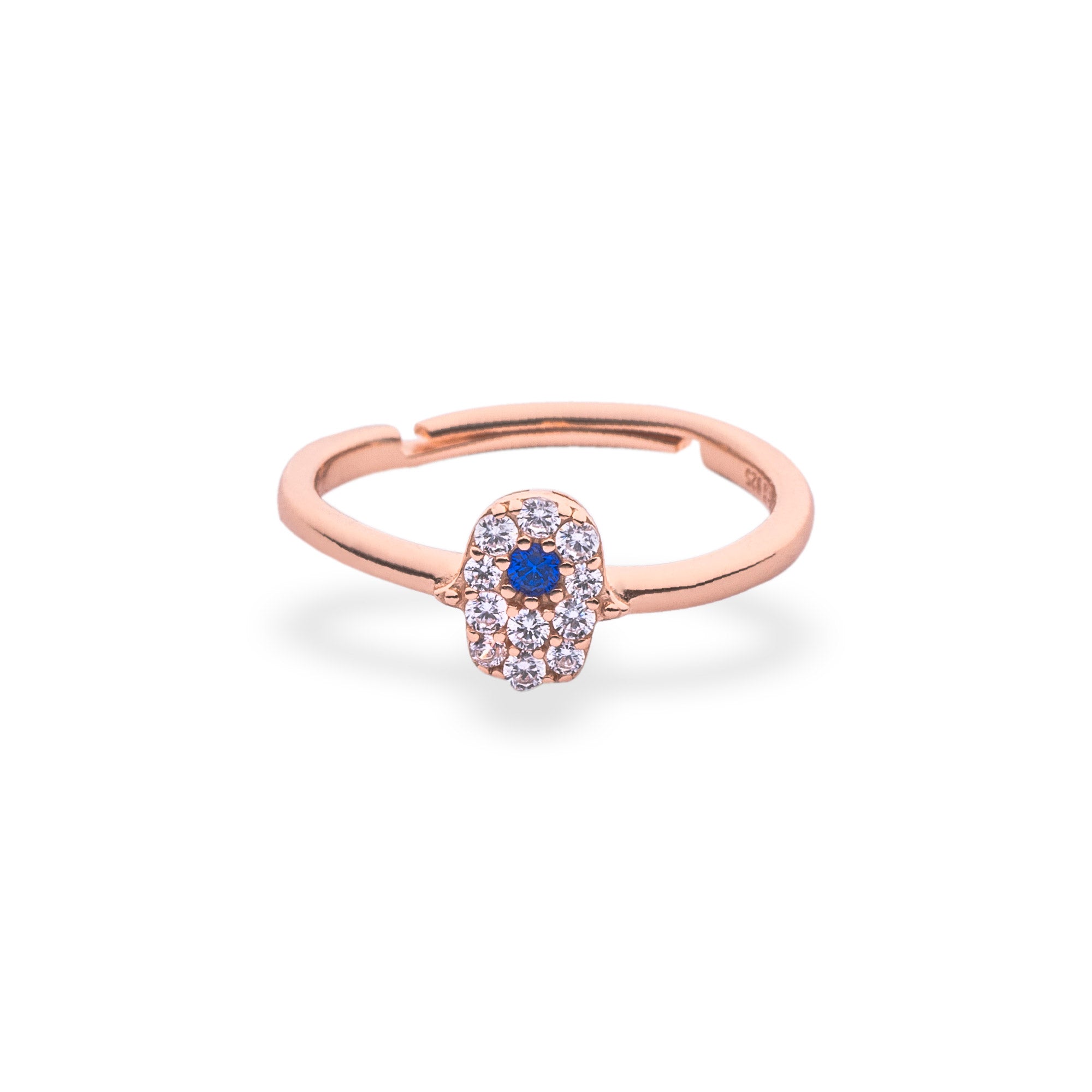 Rose Gold Hamsa Evil Eye Ring - LIORA - 925 Silver Jewellery