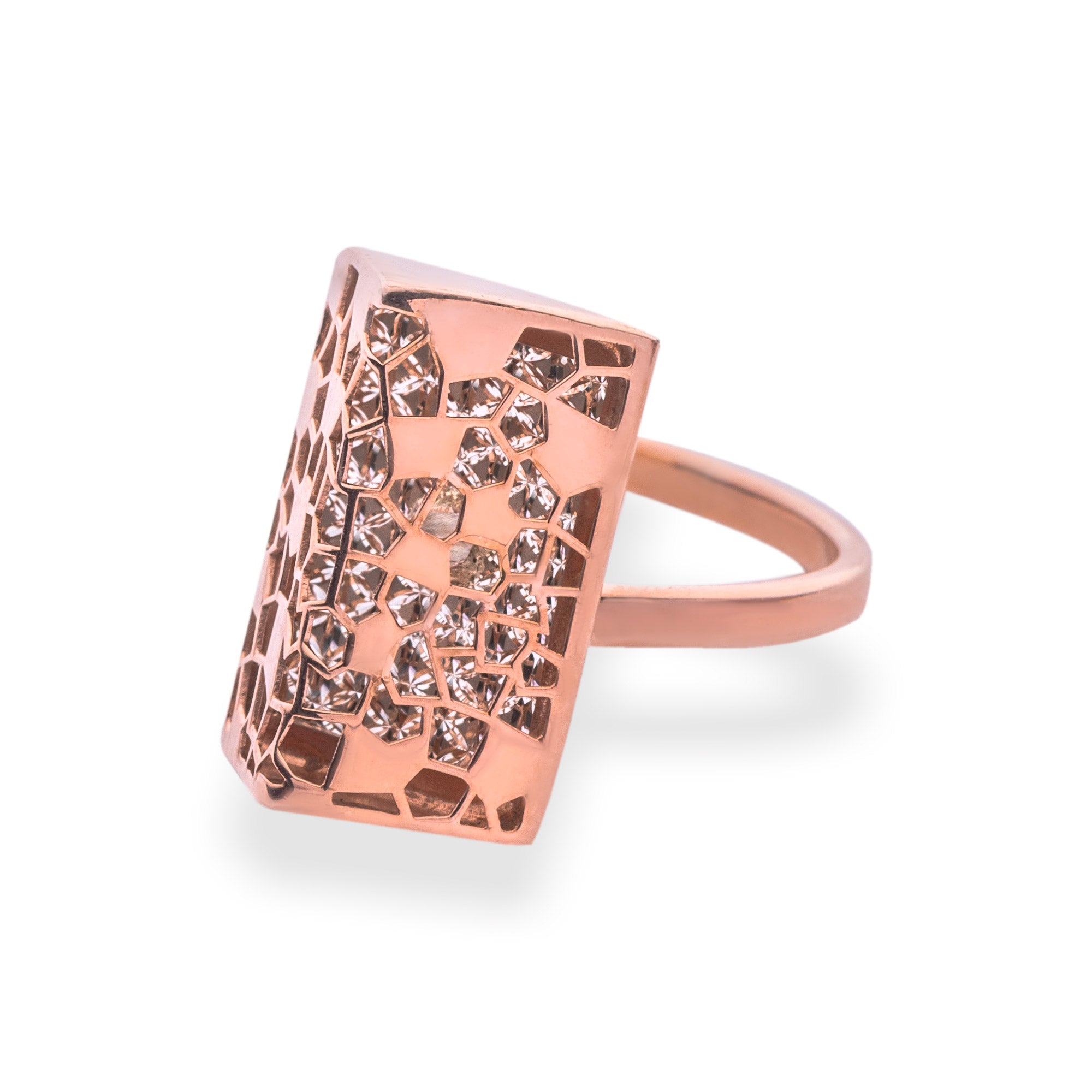 Rose Gold Shimmering Cocktail Ring - LIORA - 925 Silver Jewellery