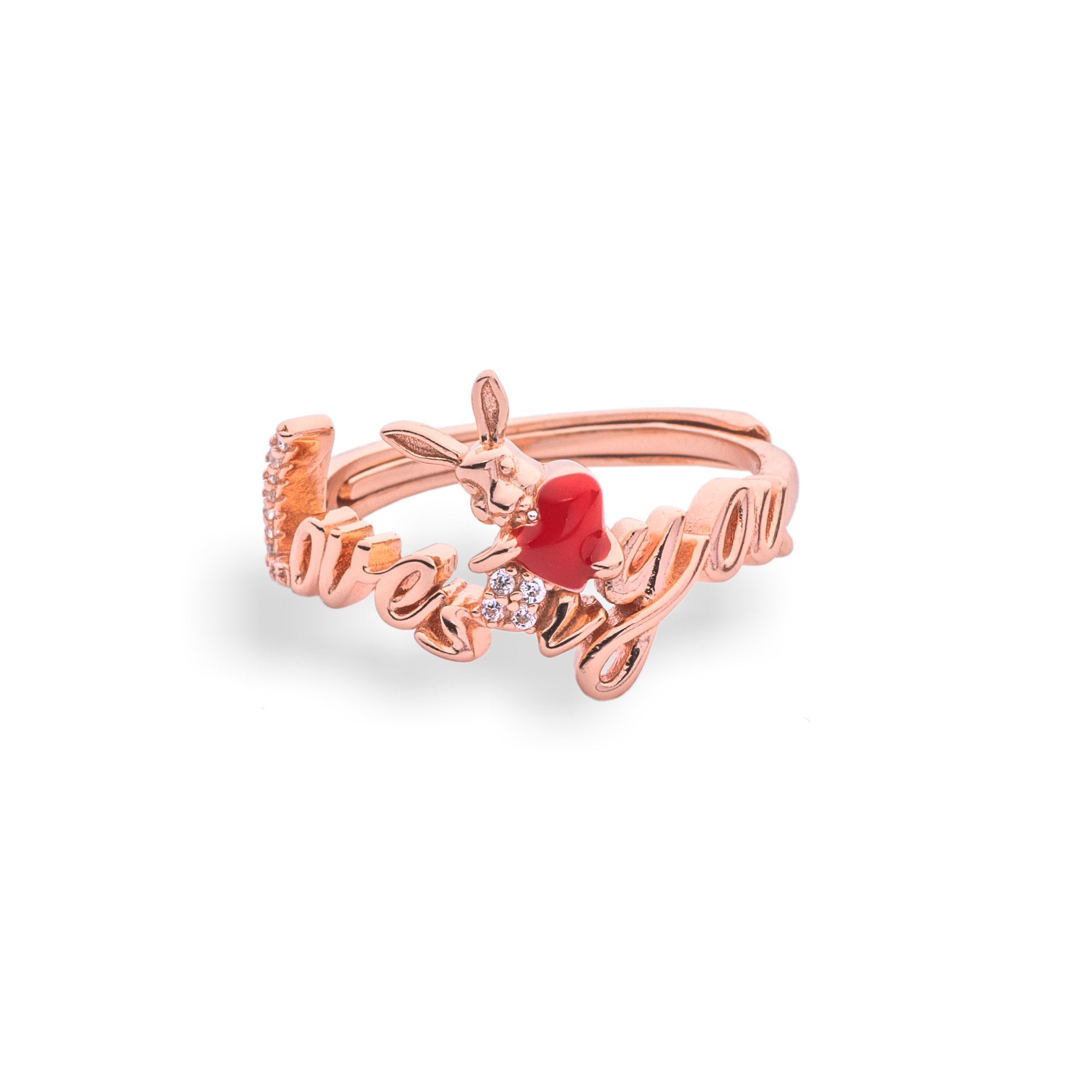 Rose Gold Bunny Love You Ring - LIORA - 925 Silver Jewellery