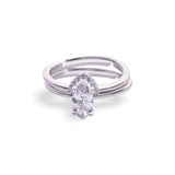 Solitaire & V-Shaped Stacking Rings - LIORA - 925 Silver Jewellery