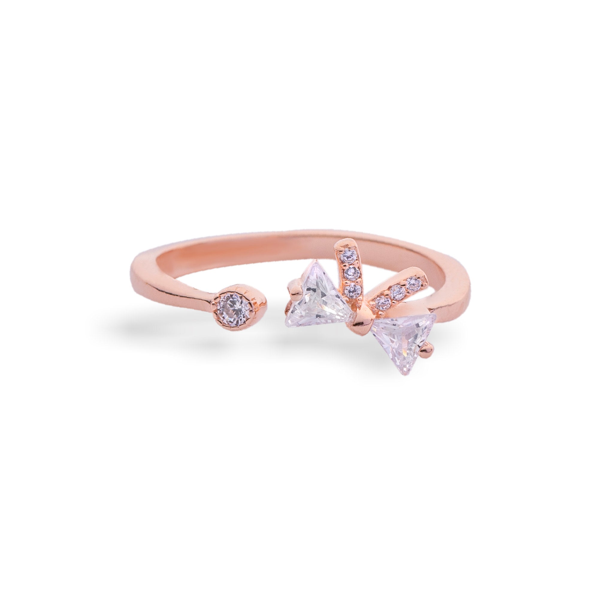 Rose Gold Plated Belle Bow Diamond Ring - LIORA - 925 Silver Jewellery