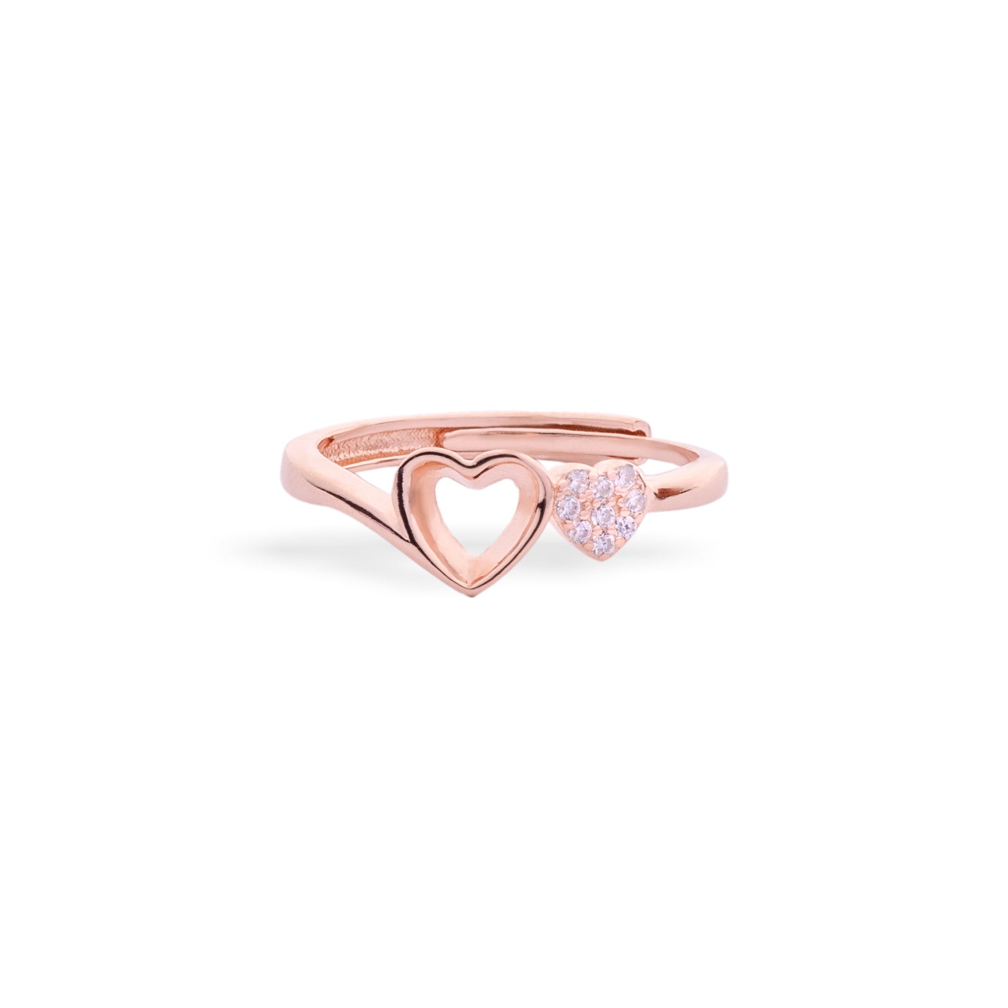 Duo Hearts Love Bound Rose Gold Ring - LIORA - 925 Silver Jewellery