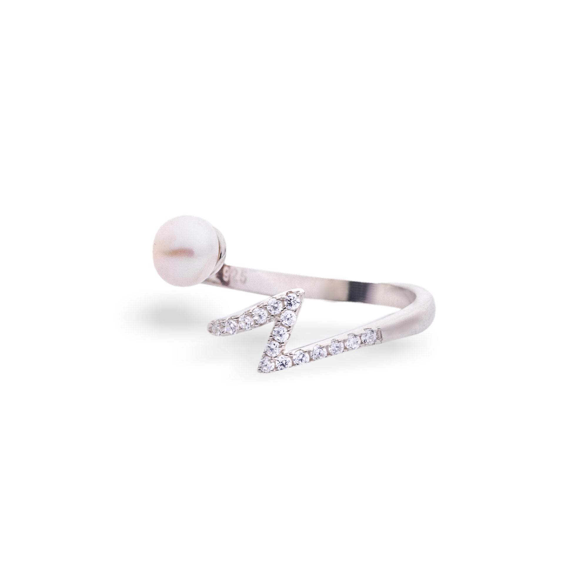 Sparkling Thunder Pearl Ring - LIORA - 925 Silver Jewellery