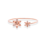 Rose Gold Dual Flower Cuff Bracelet - LIORA - 925 Silver Jewellery