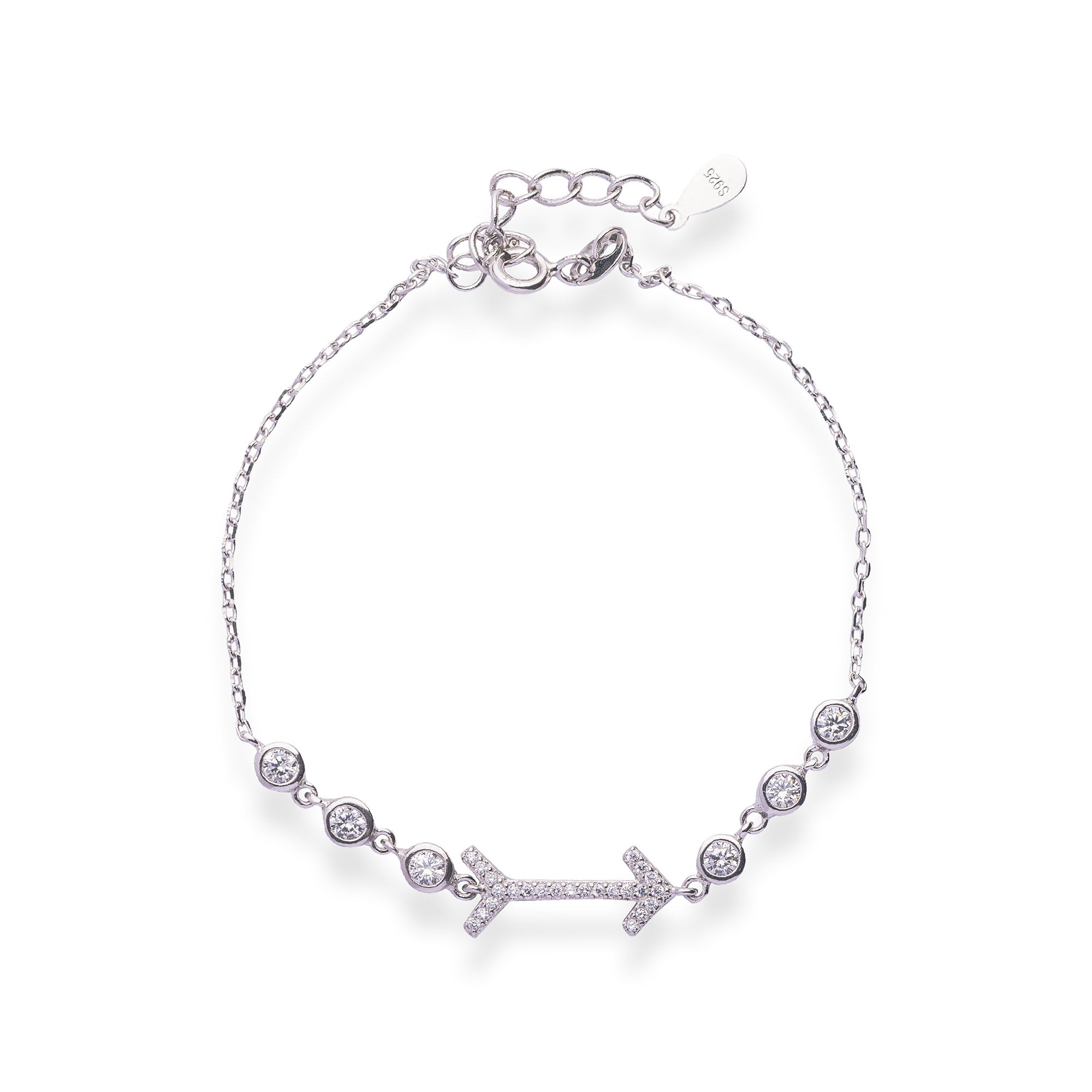 Diamond Studded Arrow Chain Bracelet - LIORA - 925 Silver Jewellery