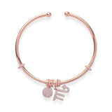 Rose Gold Diamond Studded Charms Bracelet - LIORA - 925 Silver Jewellery