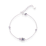 Diamond Studded Hasma Silver Chain Bracelet - LIORA - 925 Silver Jewellery