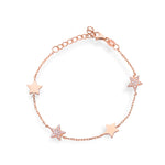 Adjustable Rose Gold Stars Chain Bracelet - LIORA - 925 Silver Jewellery