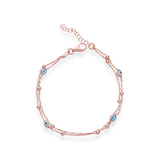 Rose Gold Layered Evil Eye Chain Bracelet - LIORA - 925 Silver Jewellery