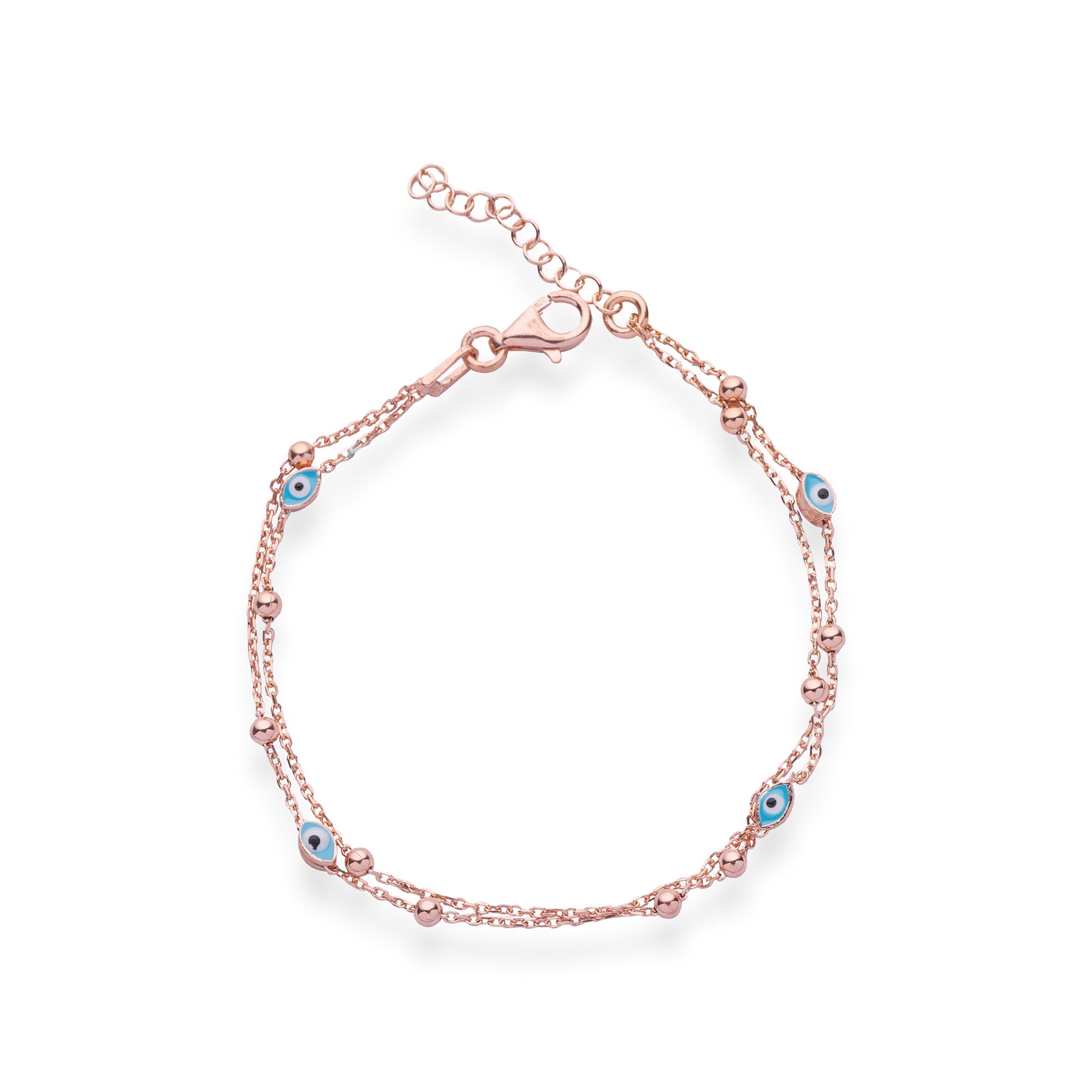 Rose Gold Layered Evil Eye Chain Bracelet - LIORA - 925 Silver Jewellery