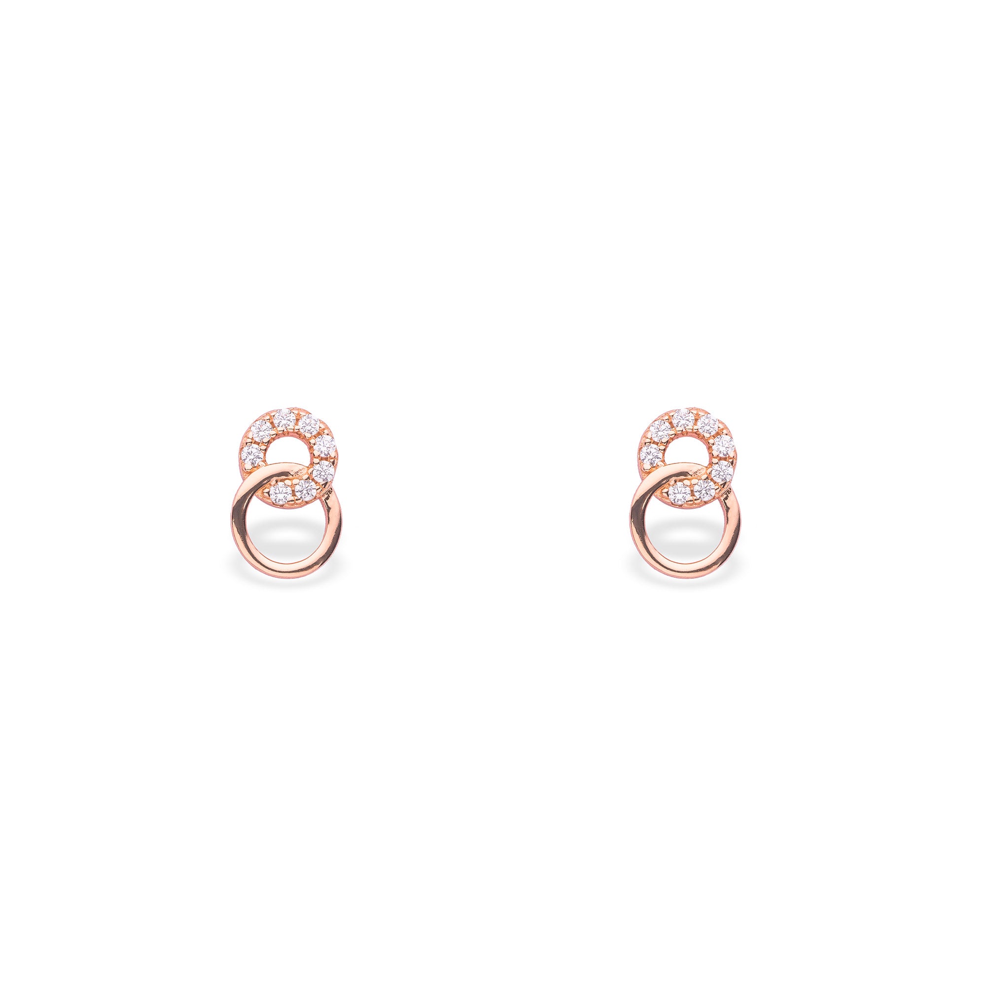 Rose Gold Twin Ring Studs - LIORA - 925 Silver Jewellery