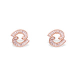 Rose Gold Curved Baguette Earrings - LIORA - 925 Silver Jewellery