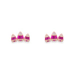 Maroon Trio Baguette Studs - LIORA - 925 Silver Jewellery