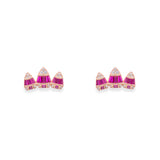 Maroon Trio Baguette Studs - LIORA - 925 Silver Jewellery