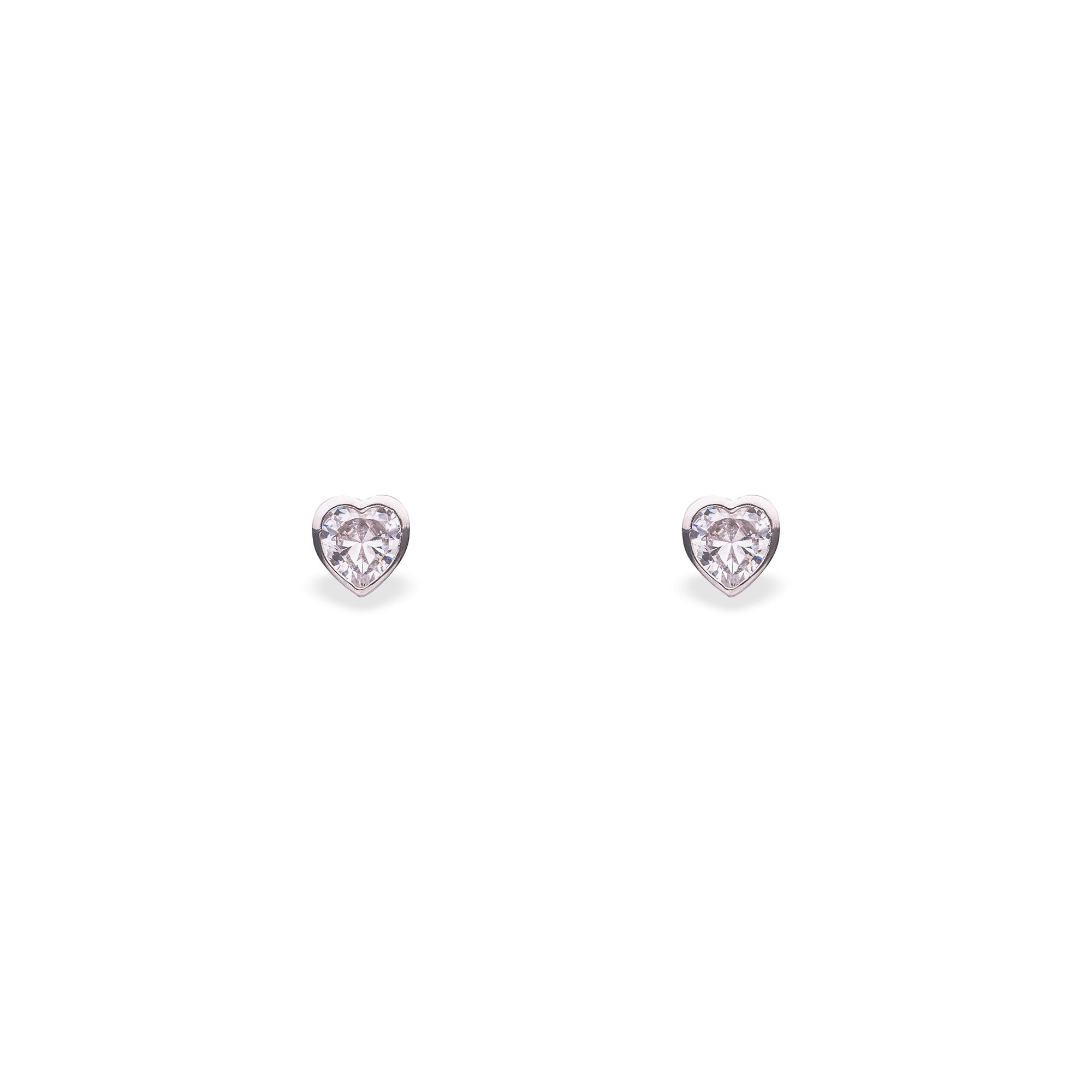 Silver Solitaire Heart Studs - LIORA - 925 Silver Jewellery