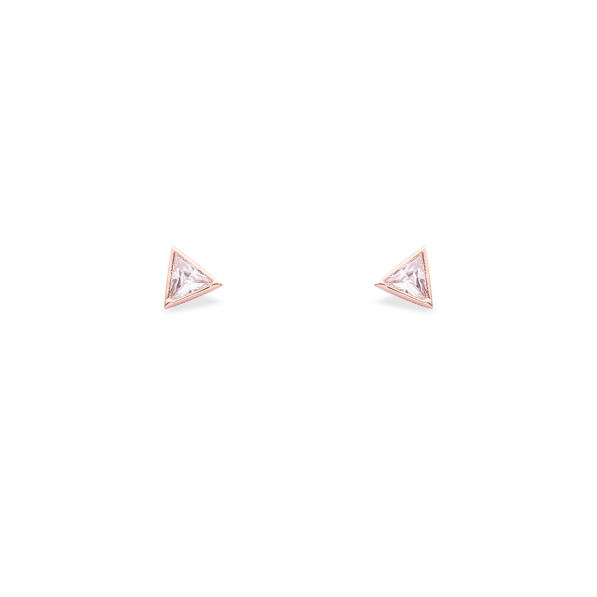 Rose Gold Triangle Solitaire Studs - LIORA - 925 Silver Jewellery