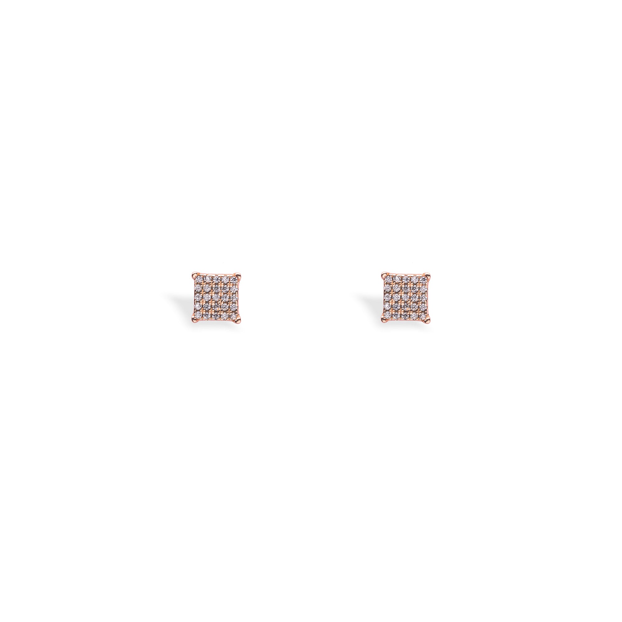 Rose Gold Diamond Studded Cubic Studs - LIORA - 925 Silver Jewellery