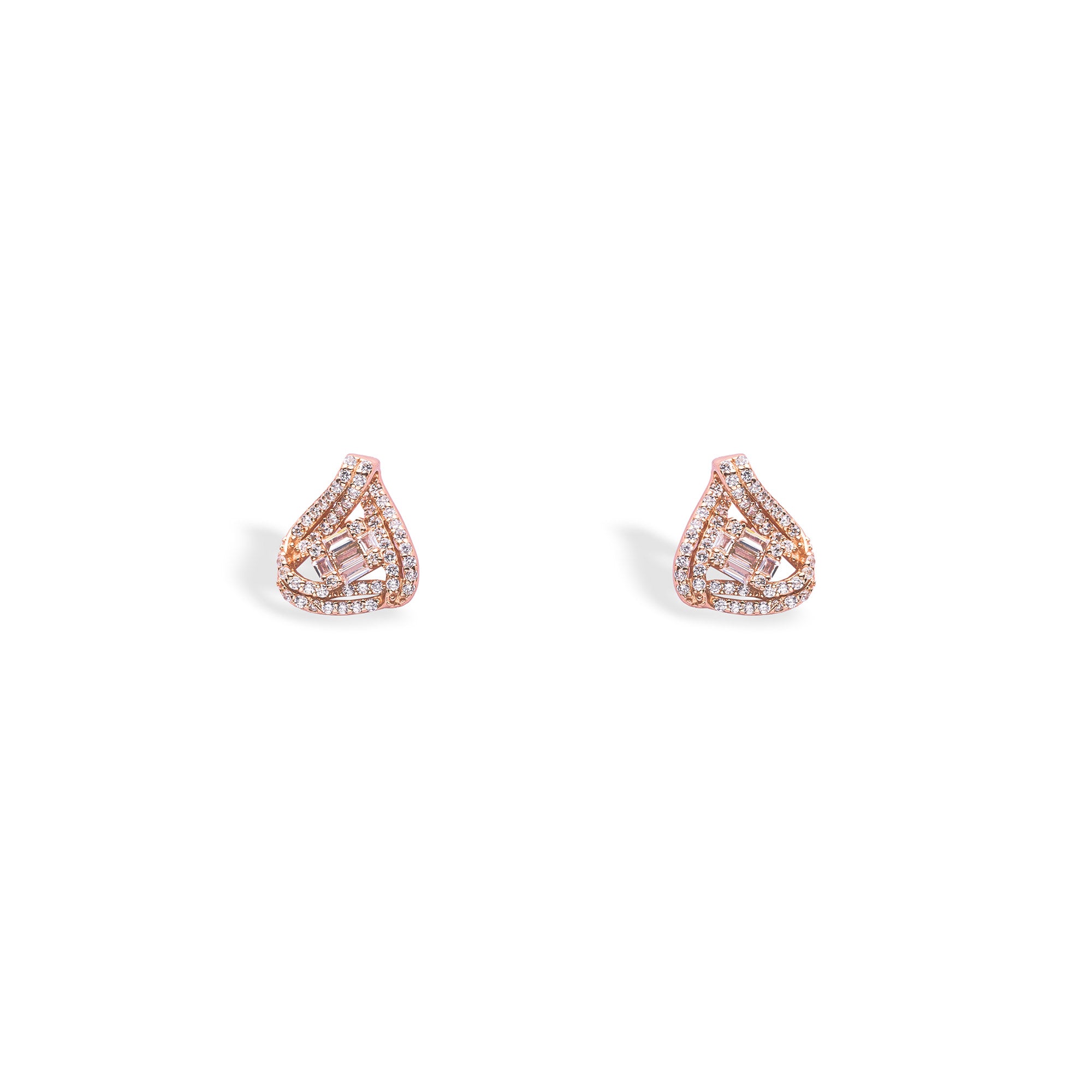 Rose Gold Triangular Studs - LIORA - 925 Silver Jewellery