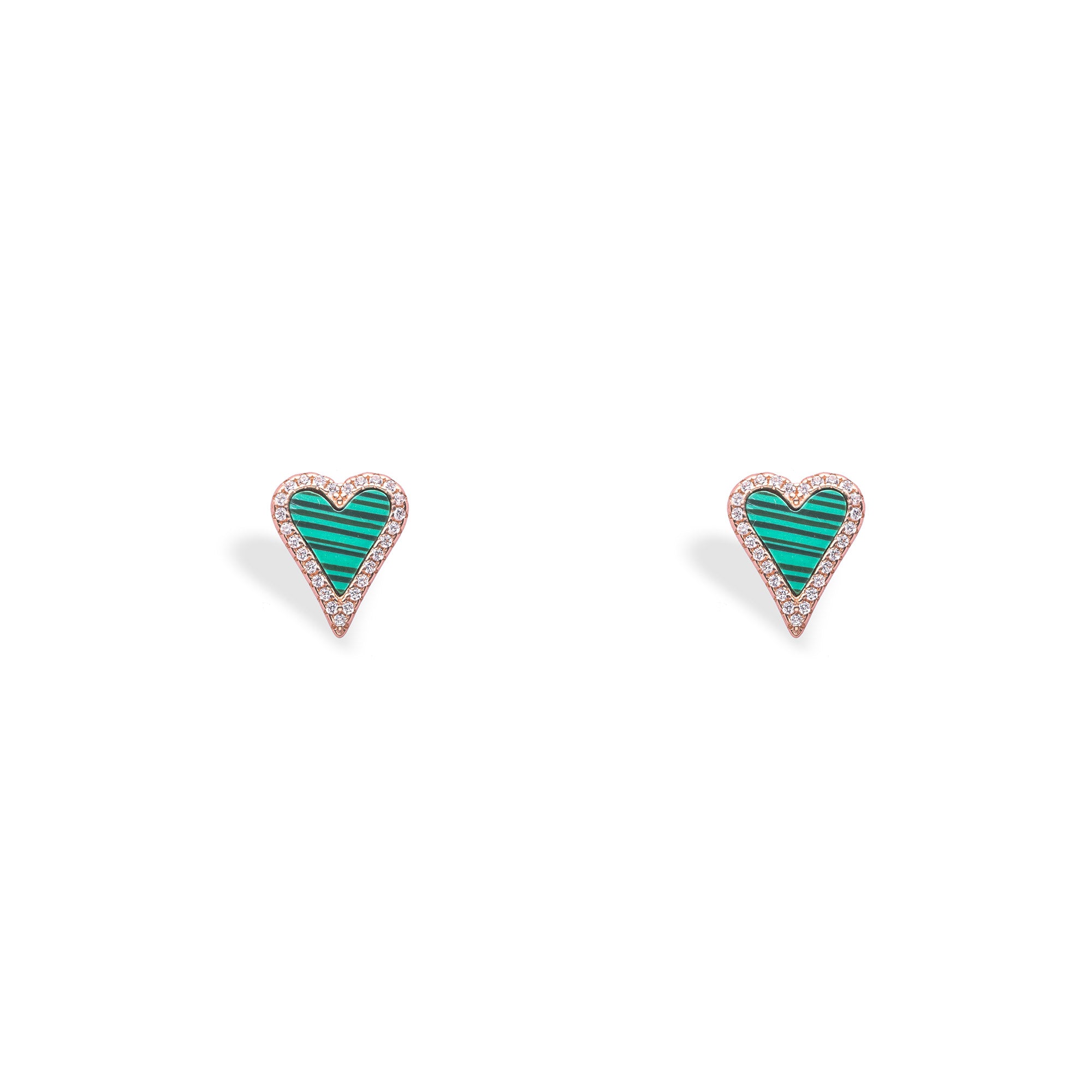 Green Heart Studs - LIORA - 925 Silver Jewellery