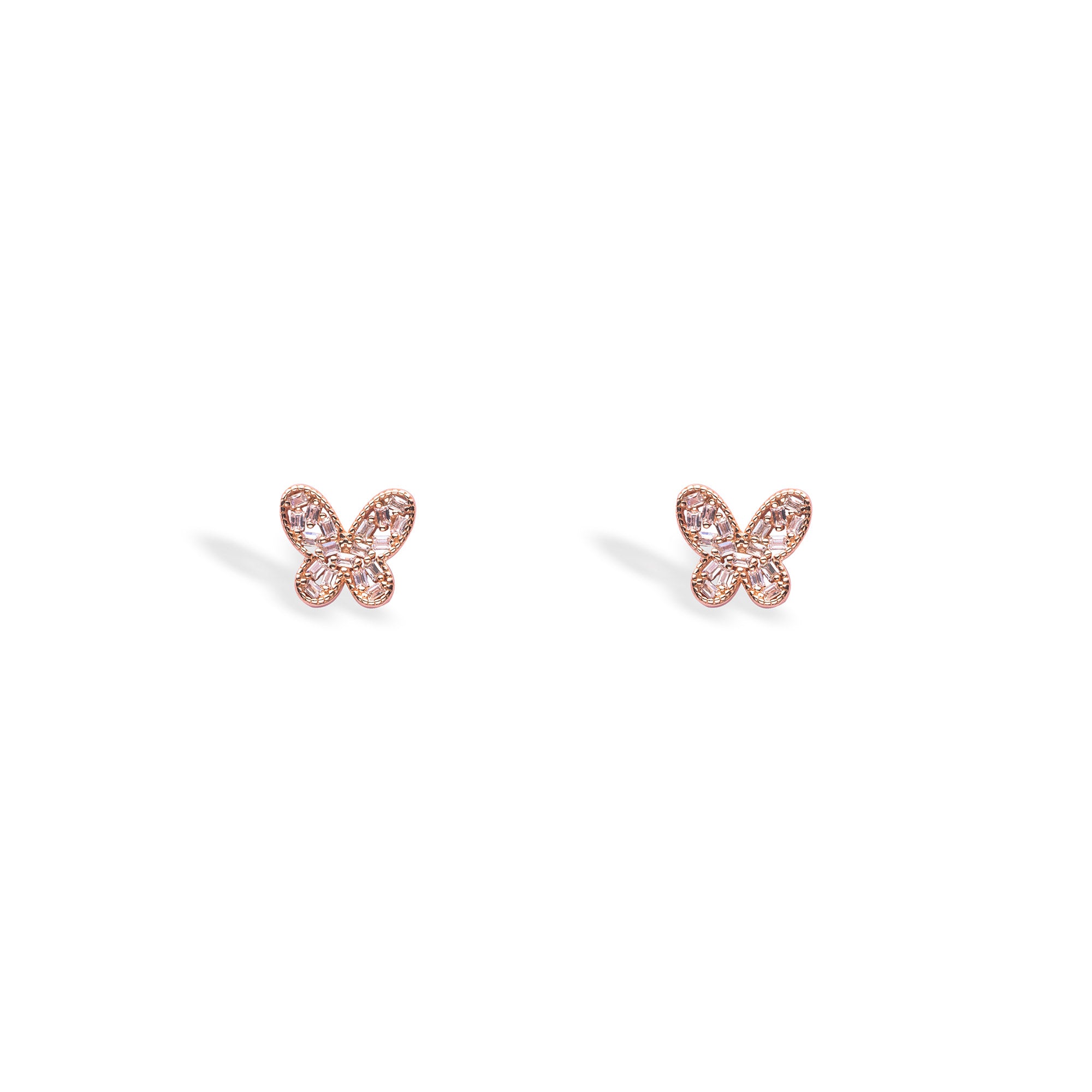 Shimmering Butterfly Rose Gold Studs - LIORA - 925 Silver Jewellery