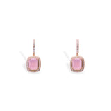 Rose Gold Plated Pink Stone Drop Earrings - LIORA - 925 Silver Jewellery