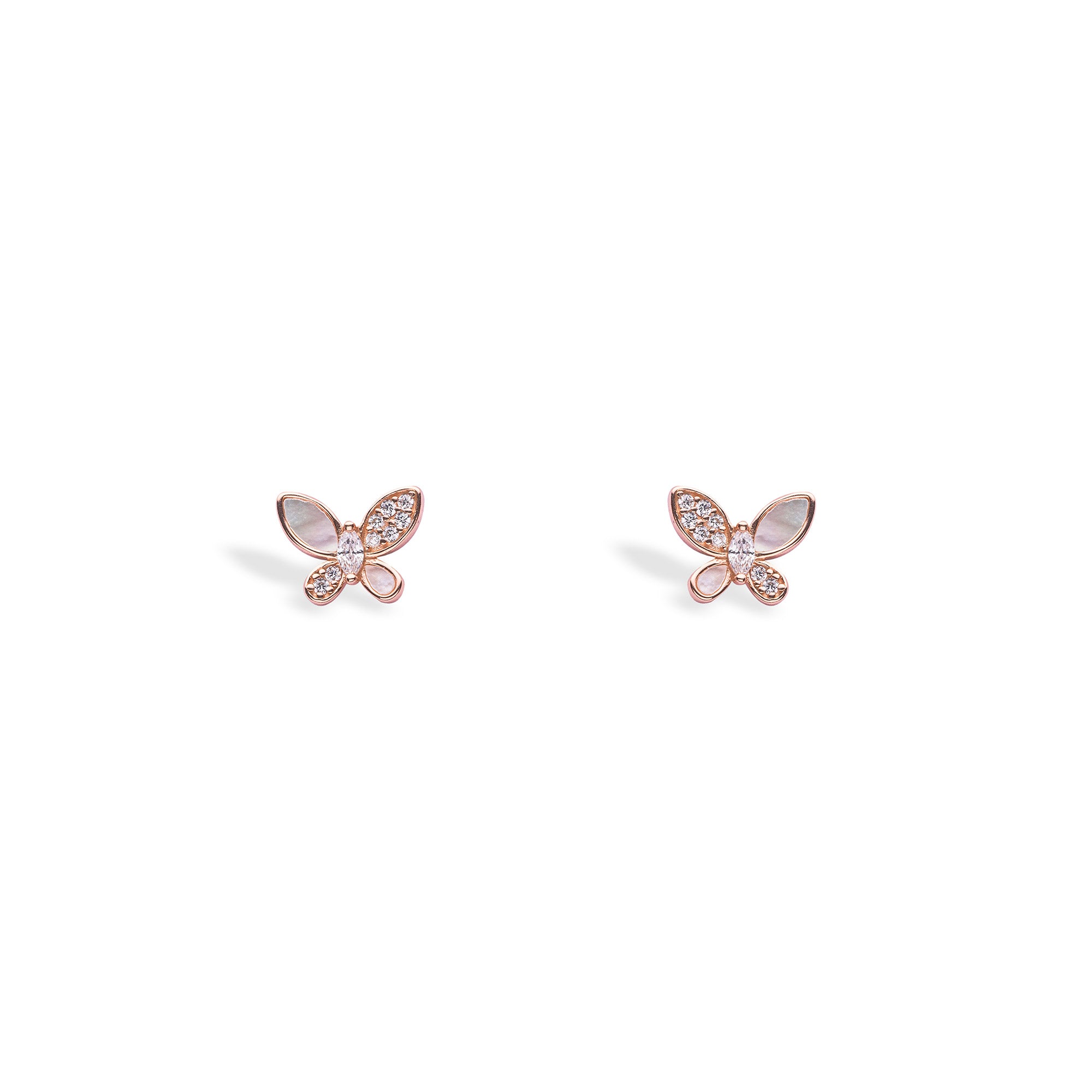 Rose Gold Butterfly Studs - LIORA - 925 Silver Jewellery