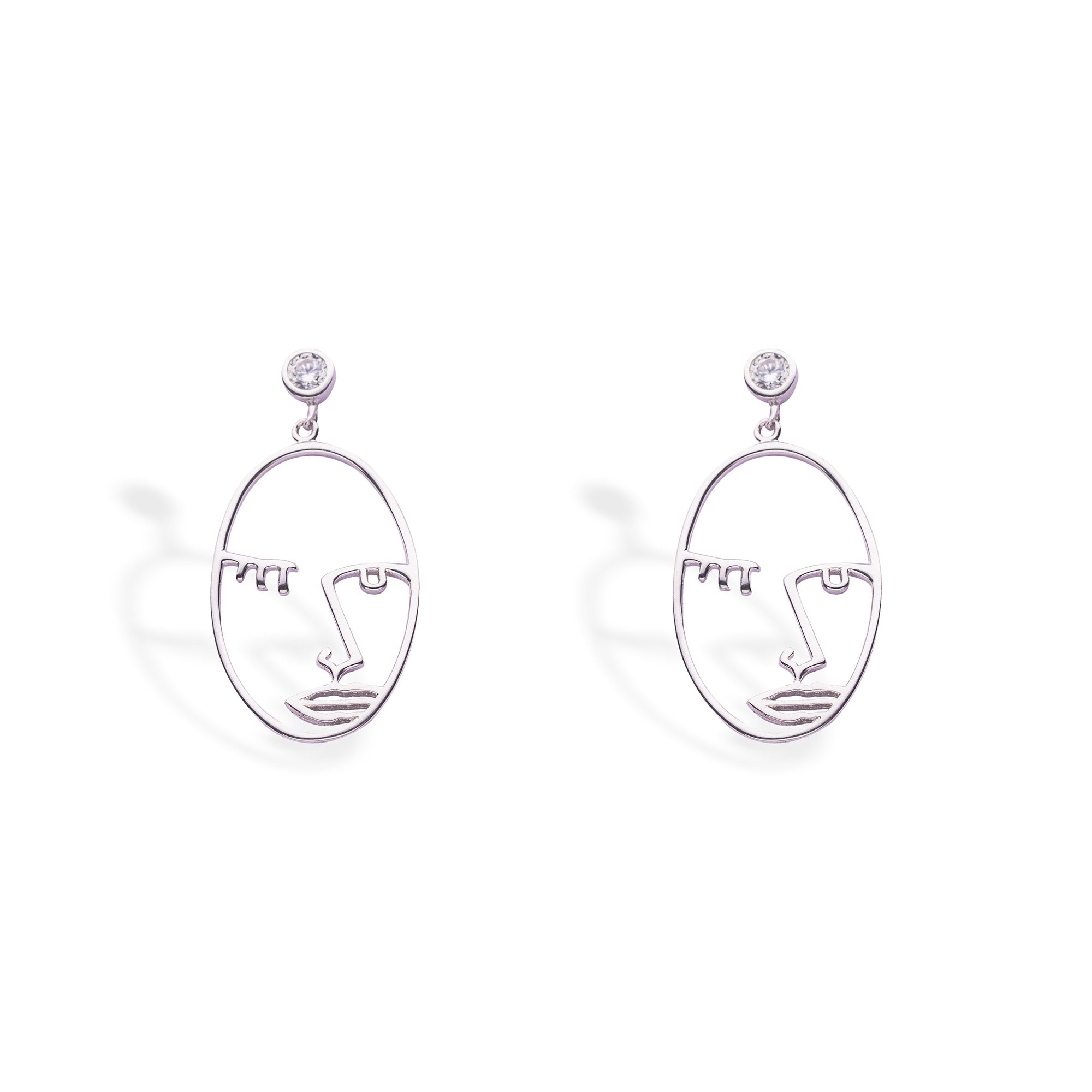 Silver Dangle Face Earrings - LIORA - 925 Silver Jewellery