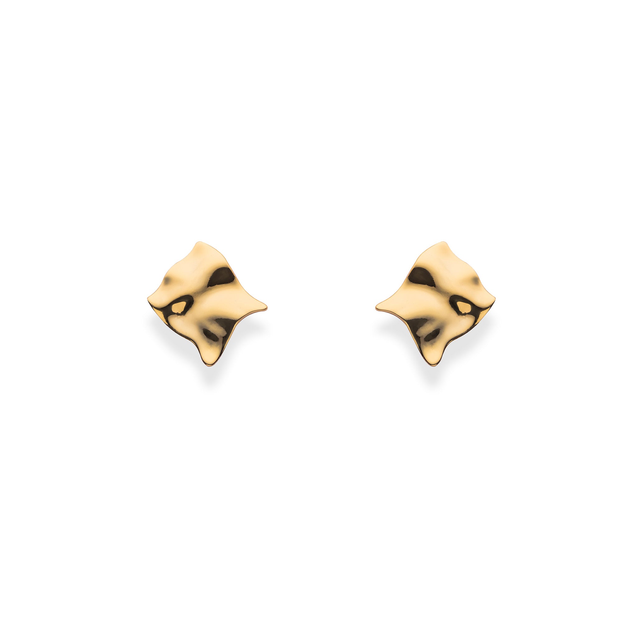 Golden Wavy Sqaure Studs - LIORA - 925 Silver Jewellery