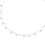 Silver Pink Droplet Queens Necklace - LIORA - 925 Silver Jewellery