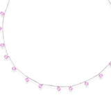 Silver Pink Droplet Queens Necklace - LIORA - 925 Silver Jewellery