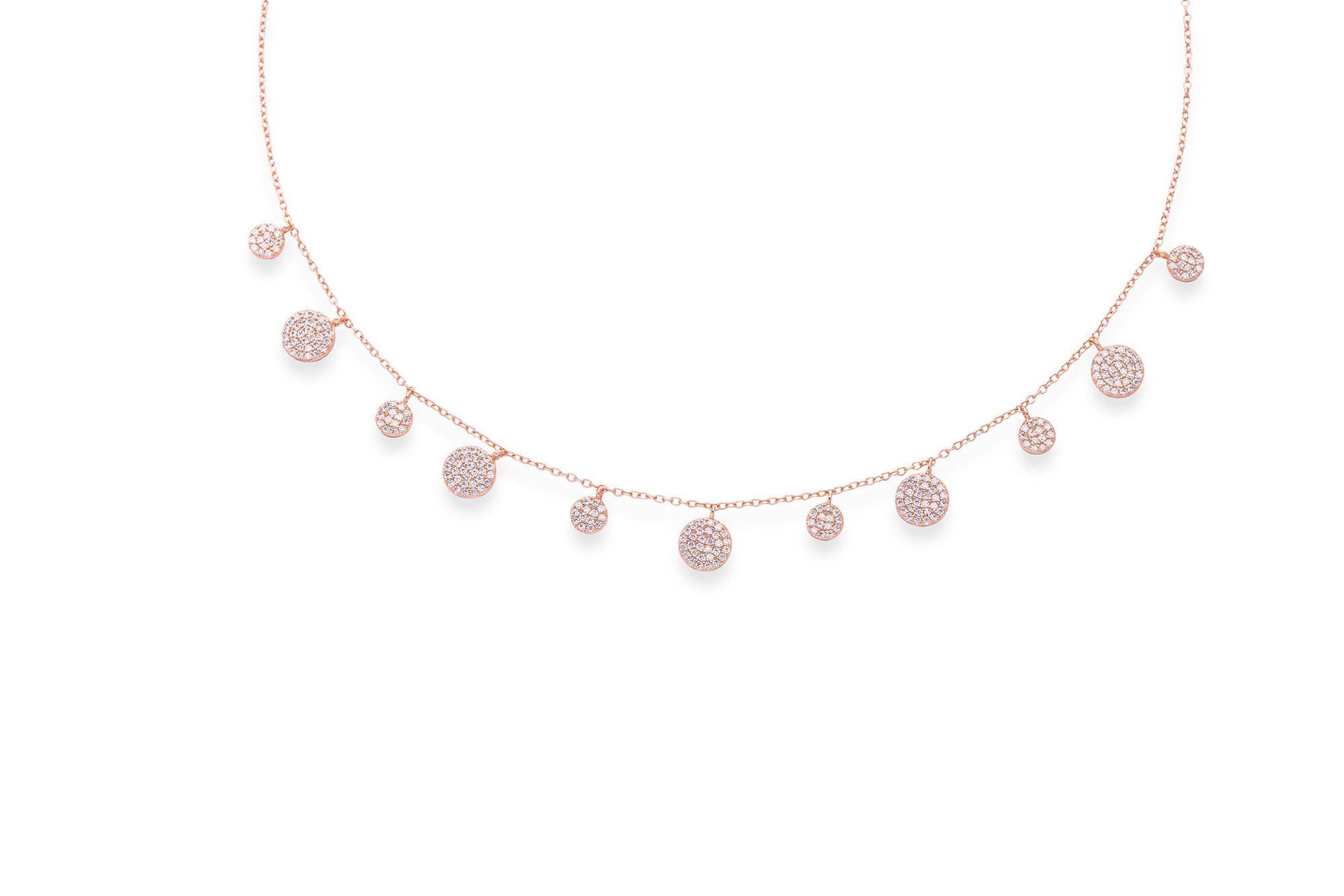 Rose Gold Halo Charms Necklace - LIORA - 925 Silver Jewellery