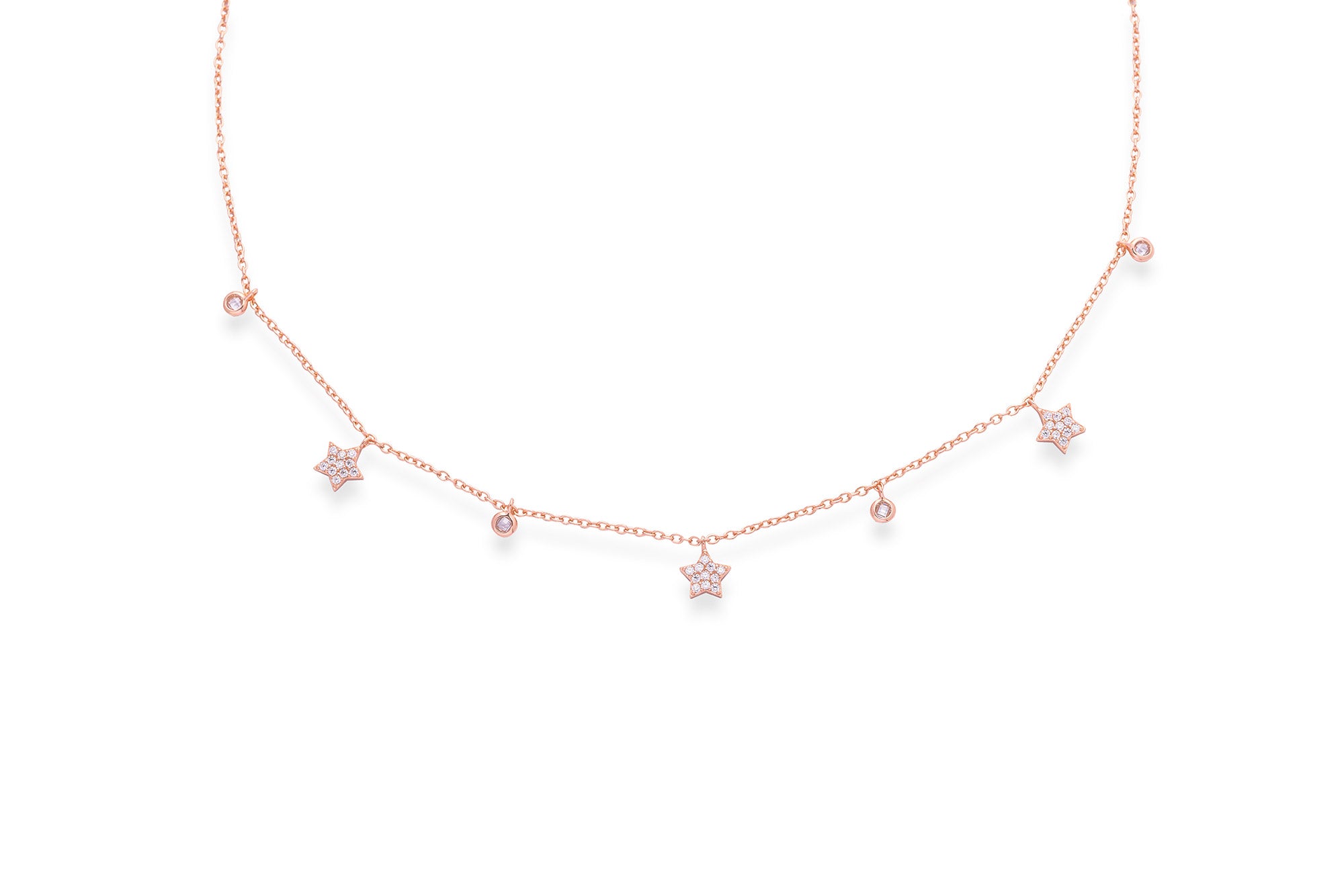 All Around Stars Necklace In Rose Gold Finish - LIORA - 925 Silver Jewellery