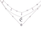 Moon Star And Sun Triple Layer Necklace - LIORA - 925 Silver Jewellery