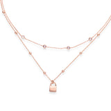 Rose Gold Layered Lock Necklace - LIORA - 925 Silver Jewellery