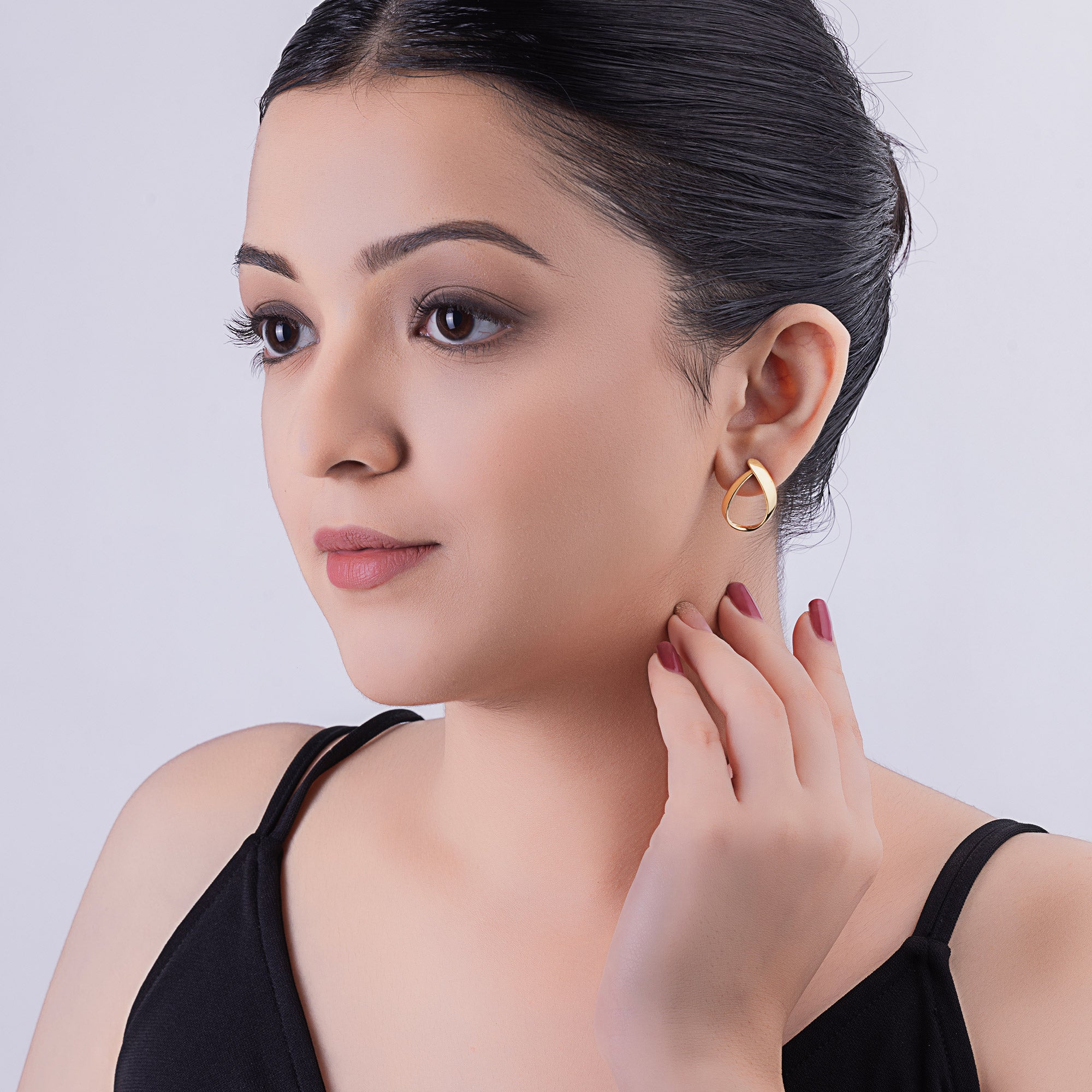 Gold Plated Twist Loop Earrings - LIORA - 925 Silver Jewellery