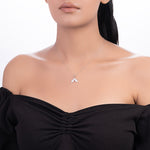 Diamond Studded Fish Tail Pendant With Link Chain - LIORA - 925 Silver Jewellery