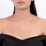 Diamond Studded Petal Pendant With Link Chain - LIORA - 925 Silver Jewellery