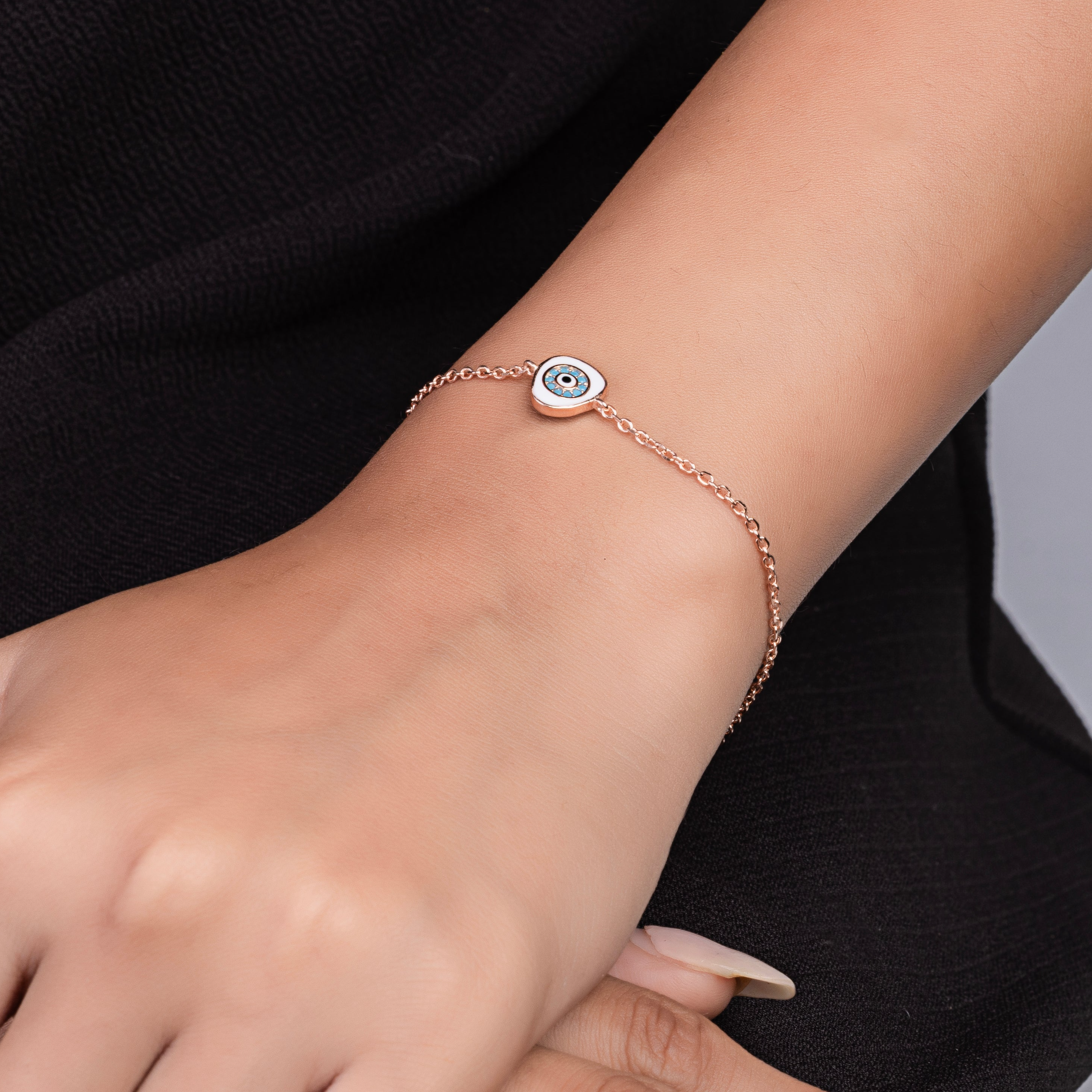 Rose Gold Evil Eye Bracelet - LIORA - 925 Silver Jewellery
