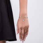 Silver Hamsa And Triangle Charms Layered Bracelet - LIORA - 925 Silver Jewellery